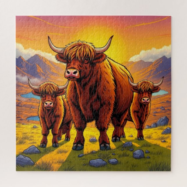 Highland cow Family Jigsaw Puzzle (Vertical)