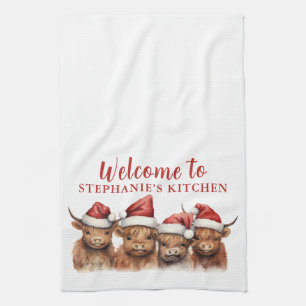 Highland Cow Family Kitchen Towel