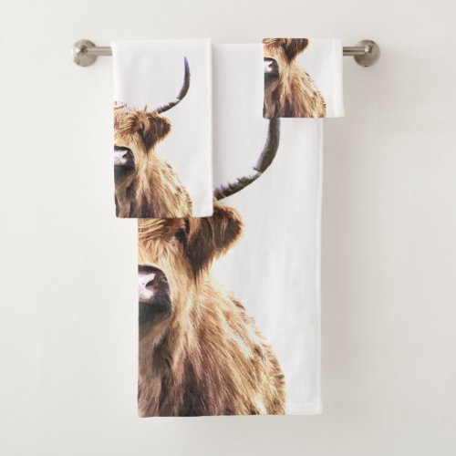 Highland Cow Farm Animal Bath Towel Set
