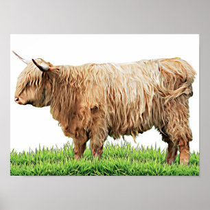 Highland Cow Farm Animals Western Art Poster