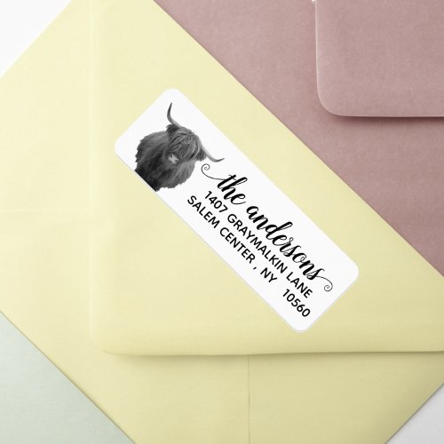 Highland Cow Farm Calligraphy Name Label