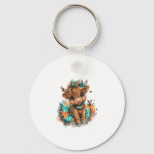 Highland Cow Farm Halloween Keychain