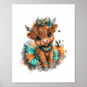 Highland Cow Farm Halloween Poster