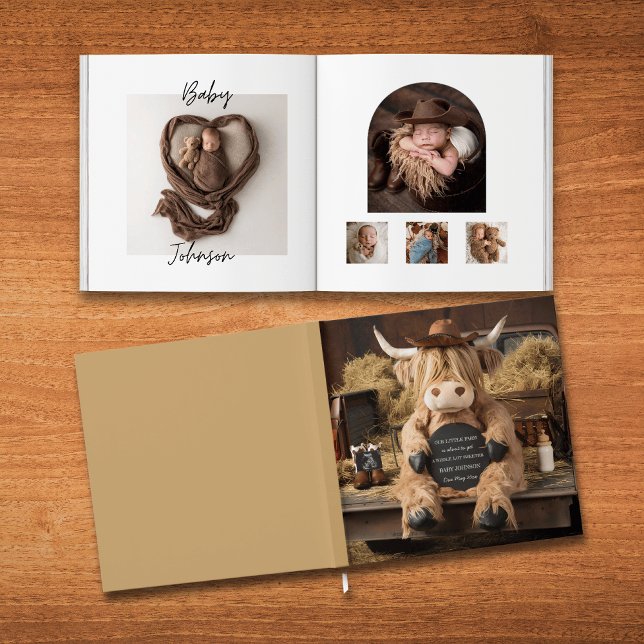 highland cow farm themed baby photo book keepsake  (Creator Uploaded)