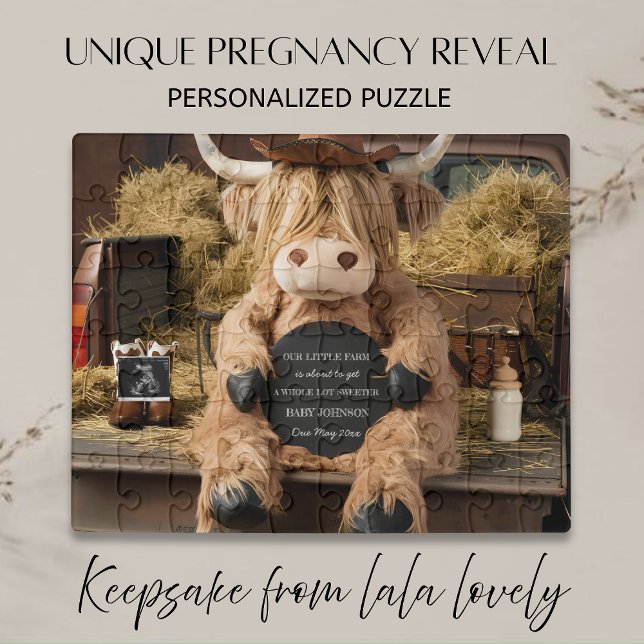 highland cow farm themed pregnancy announcement  jigsaw puzzle (Creator Uploaded)