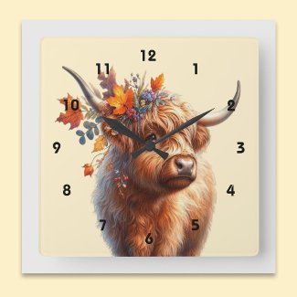 Highland Cow Farm Wall Clock