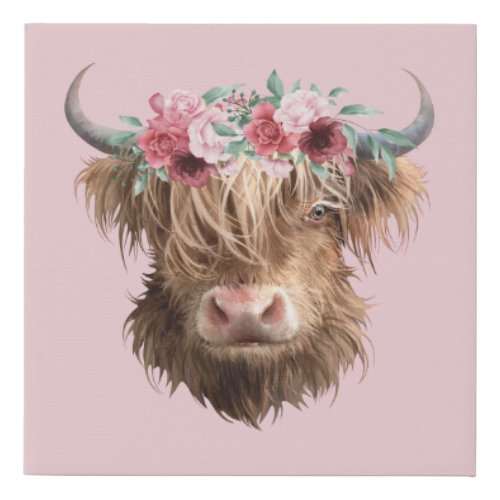 Highland Cow Faux Canvas Print