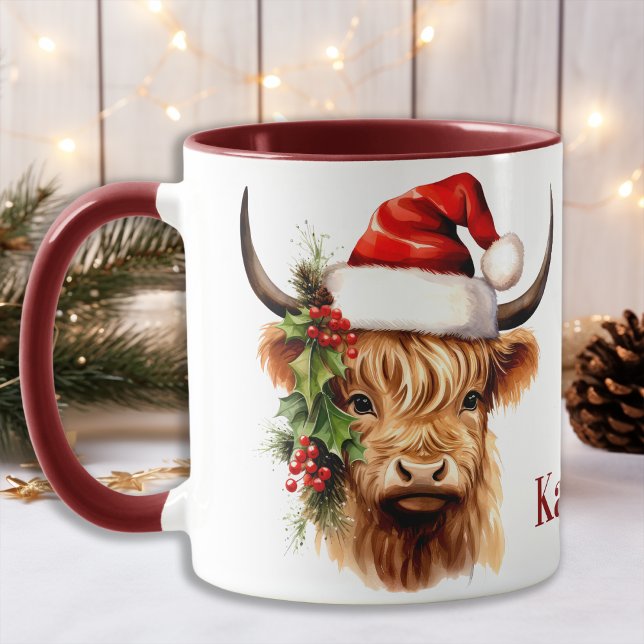 Highland Cow Festive Farm Animal Christmas  Mug (Creator Uploaded)