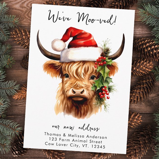 Highland Cow Festive Farm Christmas Holiday Moving Announcement (Creator Uploaded)