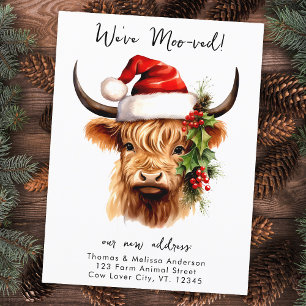 Highland Cow Festive Farm Christmas Holiday Moving Announcement Postcard