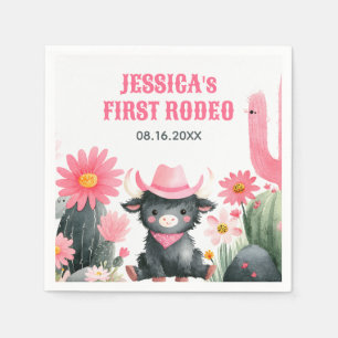 Highland Cow First Rodeo Western Kids' Birthday  Napkins
