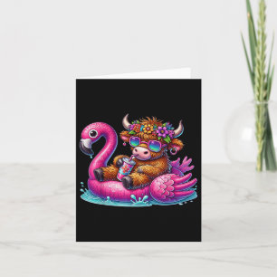 Highland Cow Flamingo Pool Float Summer Hawaii Bea Card