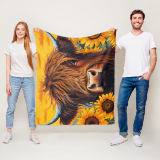 Highland Cow Fleece Blanket