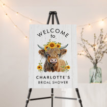 Highland Cow Floral Bridal Shower Welcome Sign