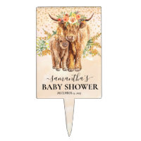 Highland Cow  Flower Baby shower Peach