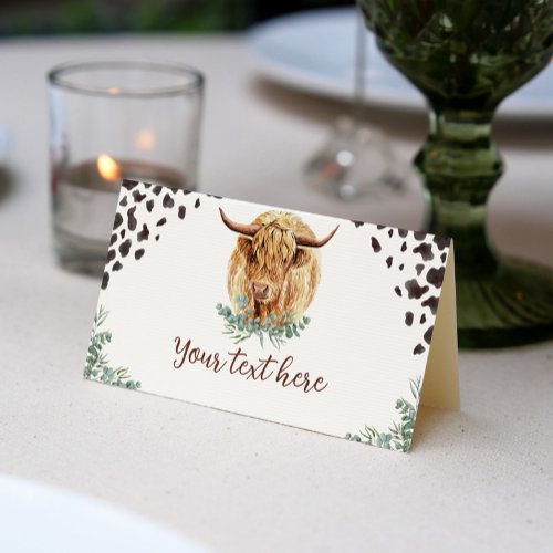 Highland Cow Food Tent Place Card