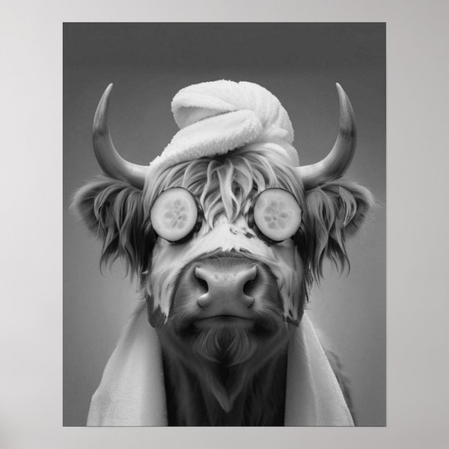  Highland Cow Funny Facial Face Mask Bathroom Poster (Front)