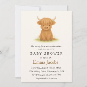 Highland Cow Gender Neutral Baby Shower Invitation