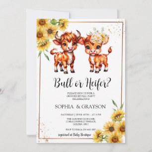 Highland Cow Gender Reveal Invitation