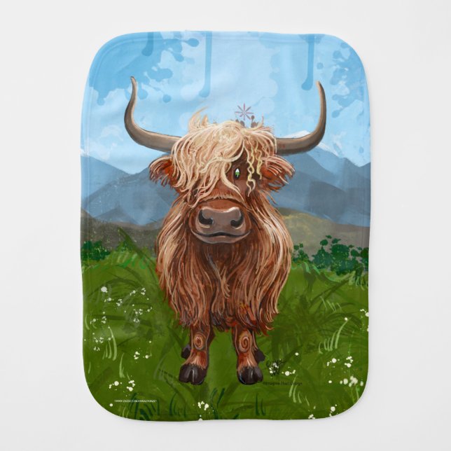 Highland Cow Gifts & Accessories Baby Burp Cloth (Front)