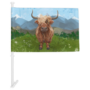 Highland Cow Gifts & Accessories Car Flag