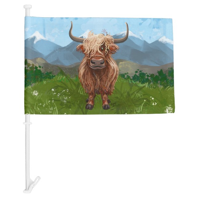 Highland Cow Gifts & Accessories Car Flag (Front)