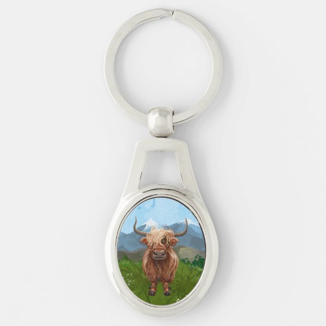 Highland Cow Gifts & Accessories Keychain (Front)