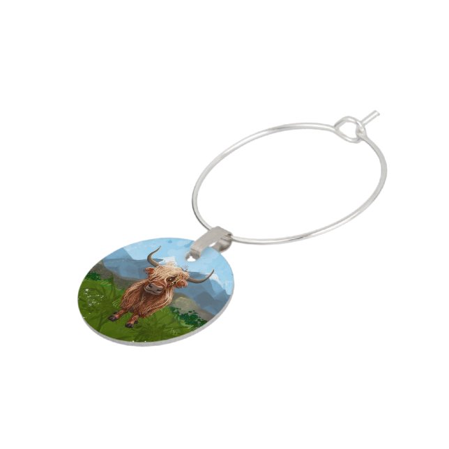 Highland Cow Gifts & Accessories Wine Charm (Side)