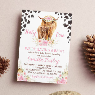 Highland Cow Girl Baby Shower  Invitation