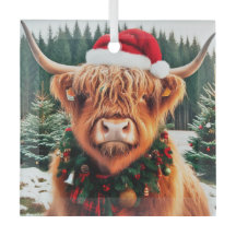 Highland Cow Glass Ornament