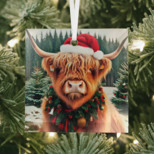 Highland Cow Glass Ornament