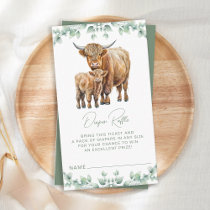 Highland Cow Greenery Baby Shower Diaper Raffle  Enclosure Card