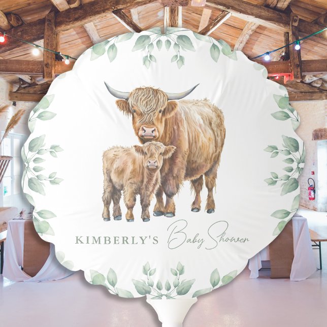 Highland Cow Greenery Boho Farm Animal Baby Shower Balloon (Creator Uploaded)