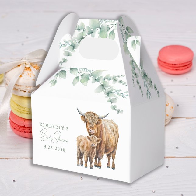 Highland Cow Greenery Boho Farm Animal Baby Shower Favor Boxes (Creator Uploaded)