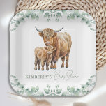Highland Cow Greenery Boho Farm Animal Baby Shower Paper Plates<br><div class="desc">Celebrate the arrival of a new baby with our adorable baby shower party supplies featuring a highland cow and calf with boho greenery, sage and watercolor elements. The modern yet rustic design is perfect for a country or farm animal themed baby shower. Our baby shower party supplies include napkins, paper...</div>