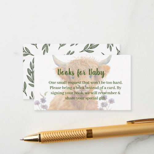 Highland Cow greenery books for baby  Enclosure Card