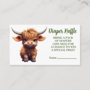 Highland Cow greenery diaper raffle Enclosure Card