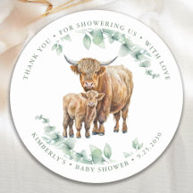 Highland Cow Greenery Farm Animals Baby Shower