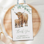 Highland Cow Greenery Farm Animals Baby Shower Gift Tags<br><div class="desc">Invite your friends and family to celebrate the arrival of your new baby with this adorable highland cow mother and baby calf baby shower invitations, party accessories and gifts . This baby shower invitation features a hand-painted watercolor highland cattle, perfect for farm and highland cow lovers! The design is modern...</div>