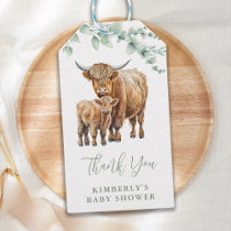 Highland Cow Greenery Farm Animals Baby Shower Gift Tags
