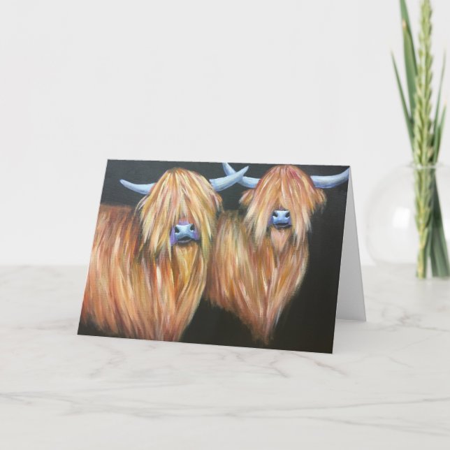 highland cow greeting card, blank inside, card (Front)
