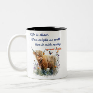 Highland Cow Hair Stylist Mug,Gift for Hairdresser Two-Tone Coffee Mug