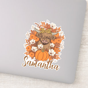 Highland Cow Halloween Autumn Personalized  Sticker