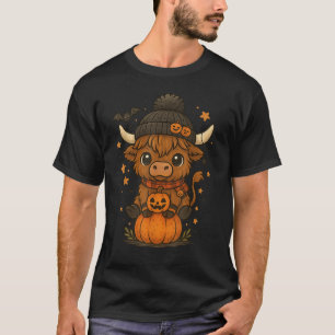 Highland Cow Halloween Cute Pumpkin T-Shirt