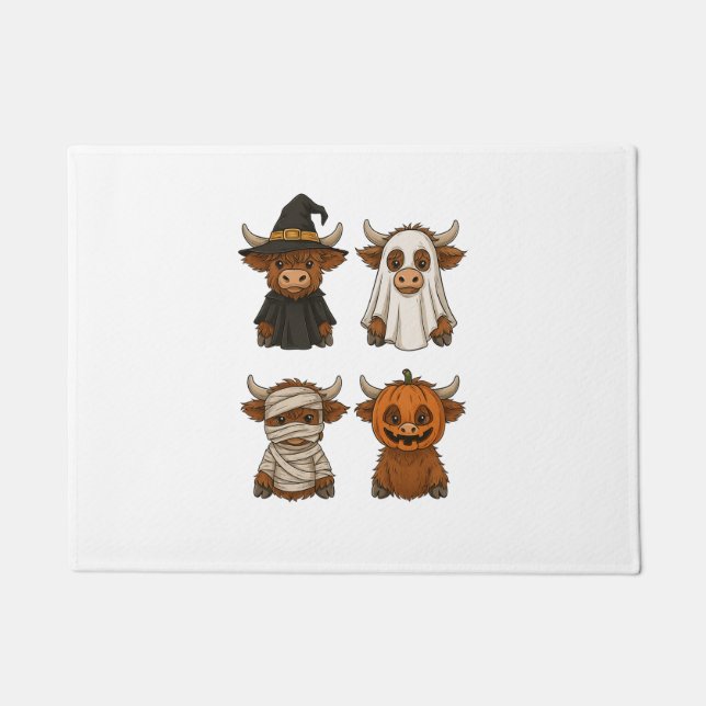 Highland Cow Halloween Funny Fall Spooky Doormat (Front)