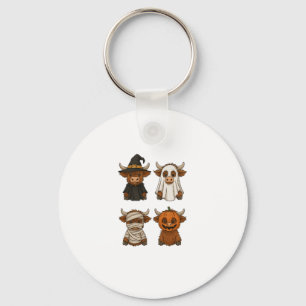 Highland Cow Halloween Funny Fall Spooky Keychain