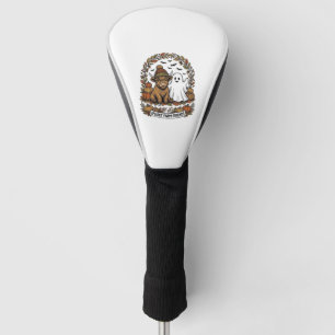 Highland Cow Halloween Ghost Pumpkin Vintage Art Golf Head Cover