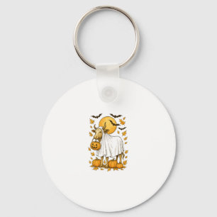 Highland Cow Halloween in Ghost Costume Keychain