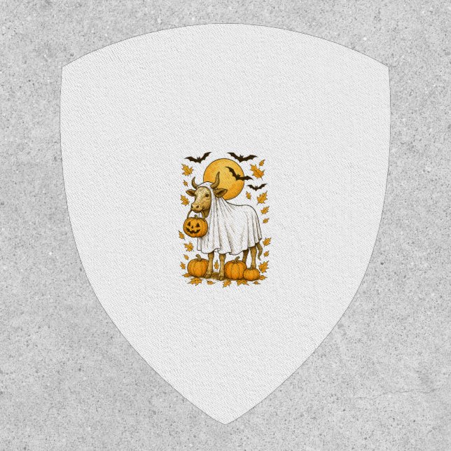 Highland Cow Halloween in Ghost Costume Patch (Front)