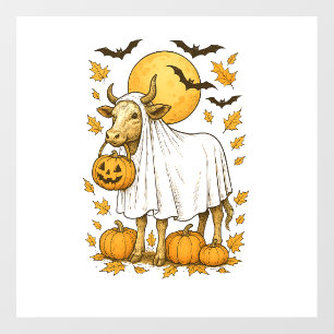Highland Cow Halloween in Ghost Costume Wall Decal